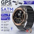 New Rugged GPS Sport Smartwatch 1.43" AMOLED Screen 5ATM Waterproof Offline Map Compass 500mAh Smart Watch for Men Android iOS