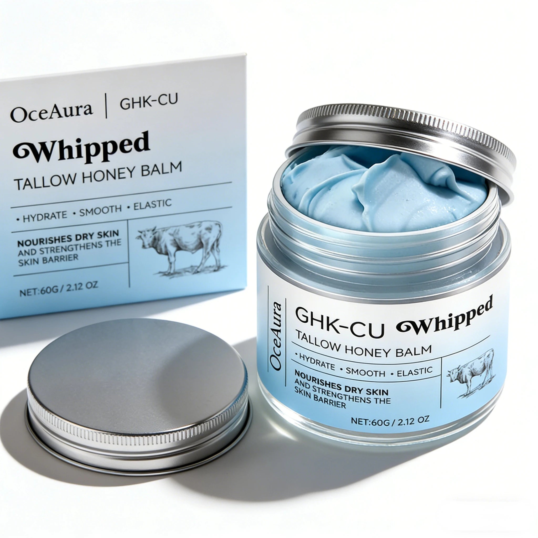GHK-Cu Blue Tallow Honey Balm Cream, Deep Skin Repair & Barrier Protection, Perfect for Dry, Sensitive & Aging Skin Care
