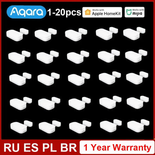 Aqara Window Door Sensor MCCGQ11LM Zigbee smart home security alarm kit for home automation and smart sleep tracker setups.