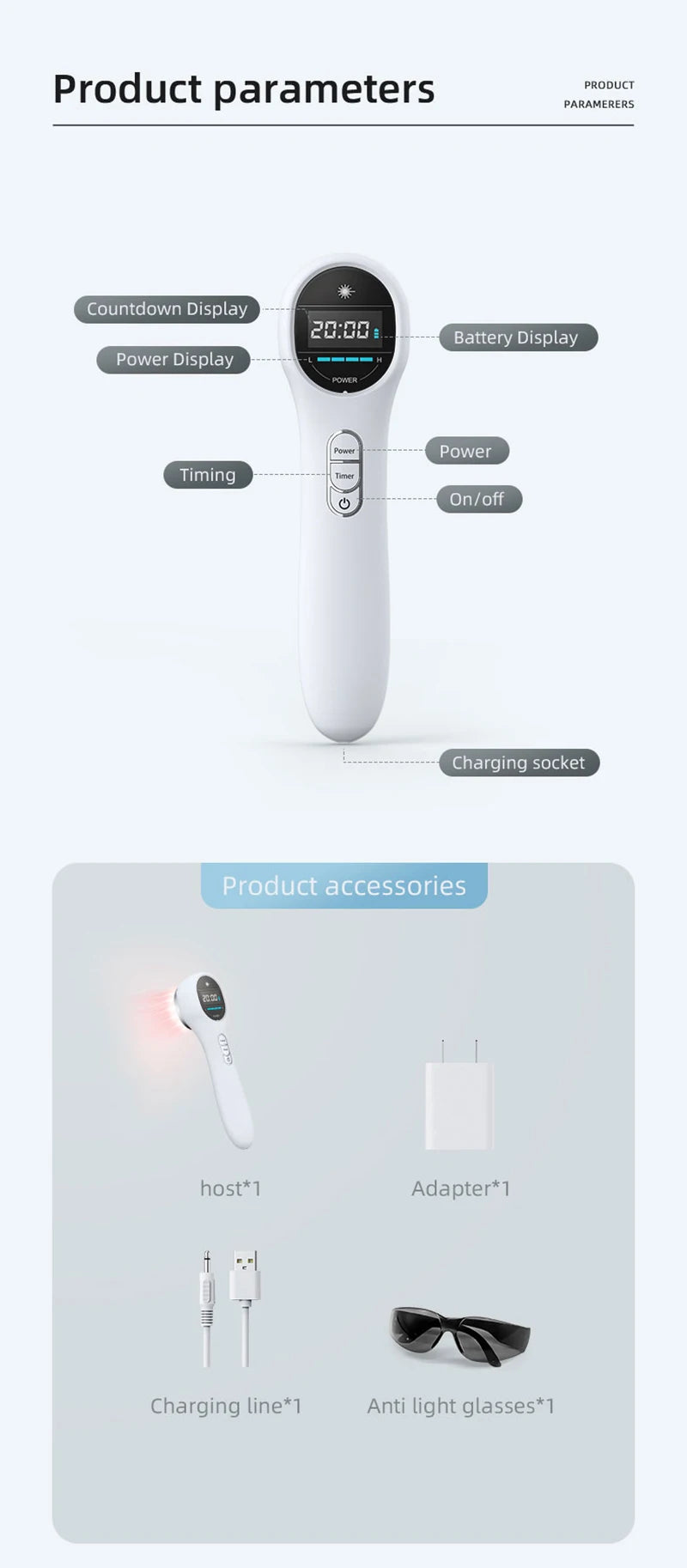 Hand-held Physical Treatment LllT Low-level Infrared Red Light Cold Laser Therapy Device For Relieve Neck Back Arthritis Pain