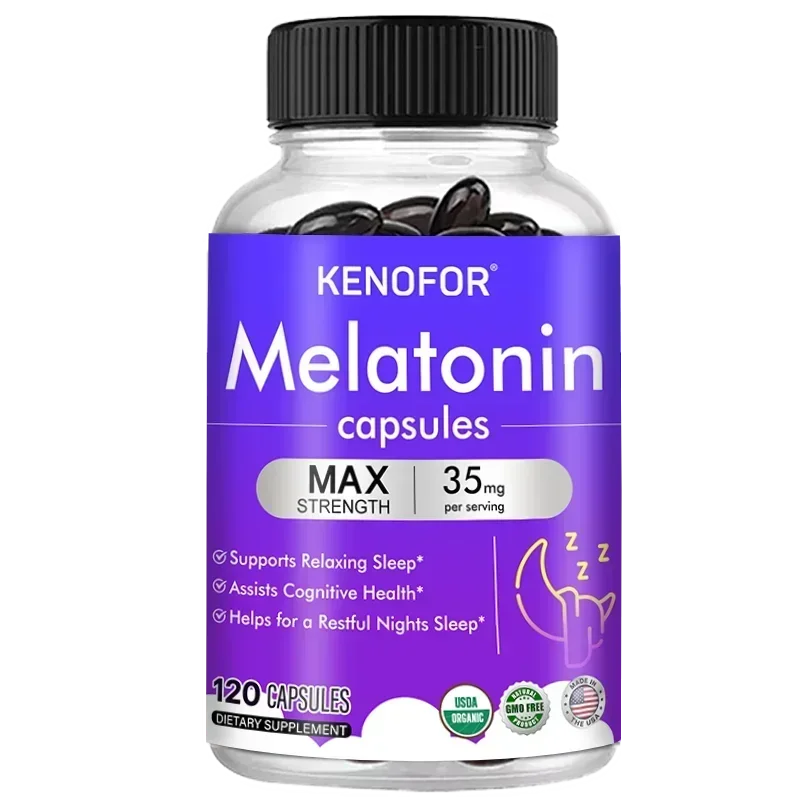 Kenofor Melatonin 35mg Maximum Strength Supplement, 100% Non-Toxic Adult Sleep Supplement, Deep Sleep, Stress Relief