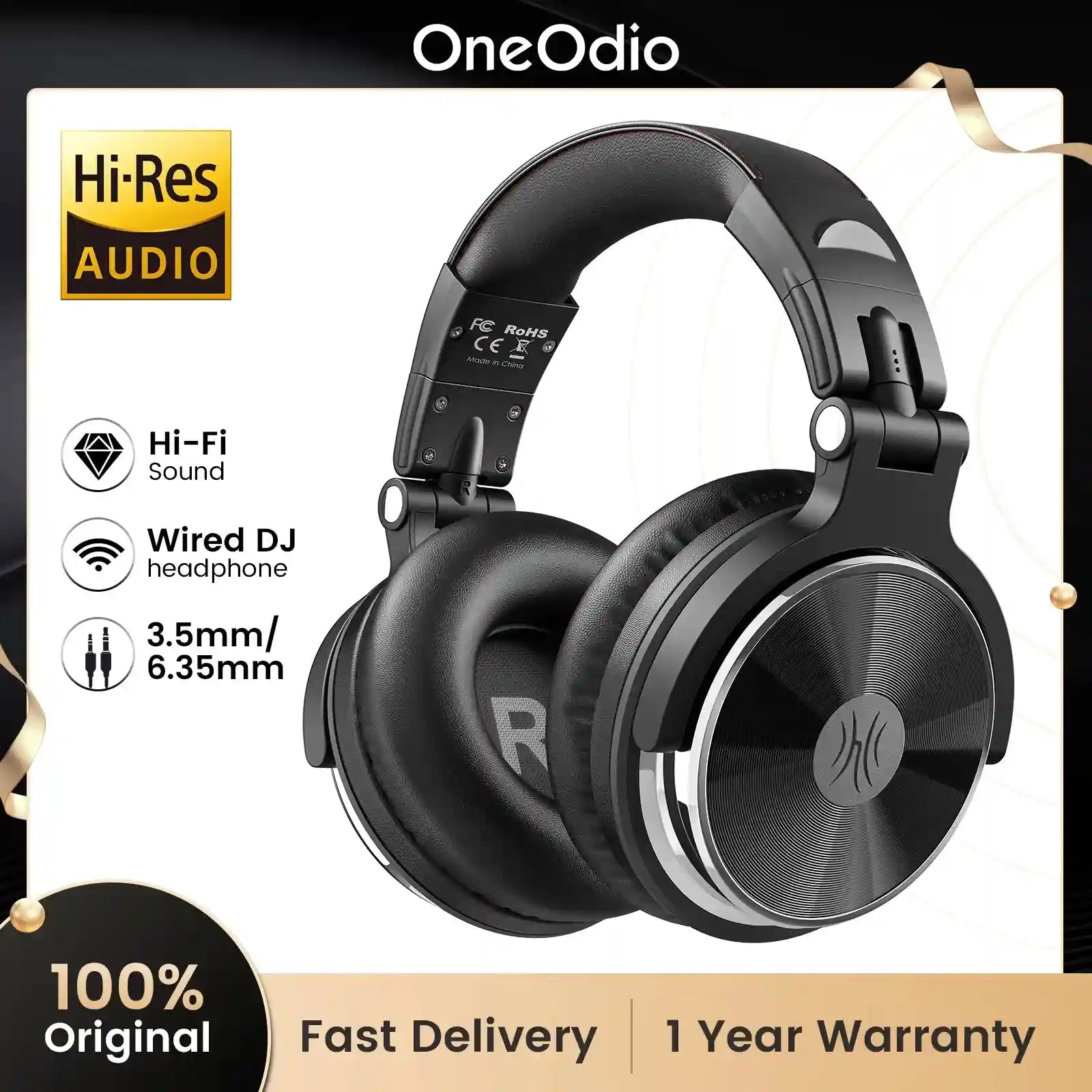 Wired Studio Headphones - Pro Over-Ear Monitoring Audio by OneOdio Tidesmit