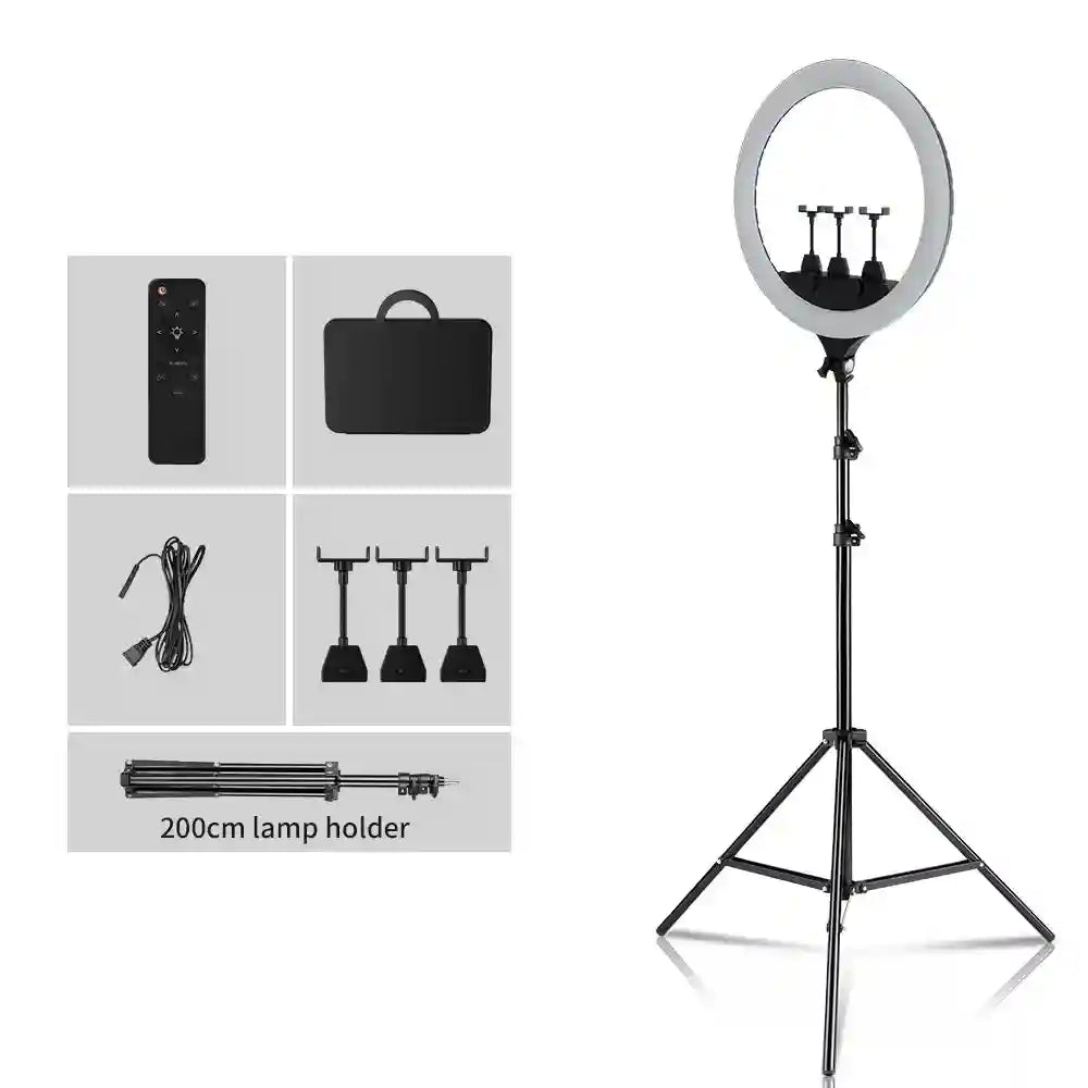 18 Inch LED Ring Light with Adjustable Tripod for Content Creation 200CM Tripod F Tidesmit