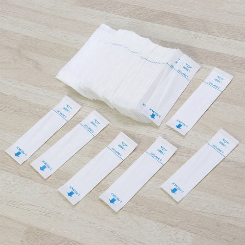 White digital baby thermometer probe covers for oral, rectal, or underarm use. Essential baby health hygiene.