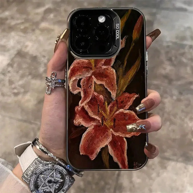 Lily Flower Phone Case - Slim Hard Cover with Drop Protection BLACK-YCB090361 Tidesmit