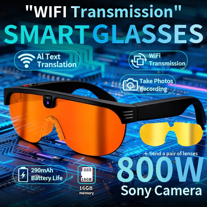 Tidesmit Smart Cycling Glasses with HD Camera and Spatial Bluetooth Audio orange Tidesmit