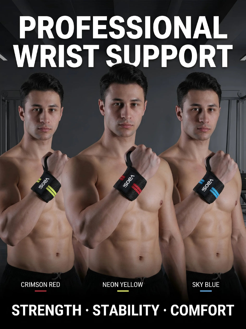 VBOSi Wrist Wraps Wrist Support Brace - Extra Strength Weight Lifting Wristband Bandage Straps for Fitness Gym Training