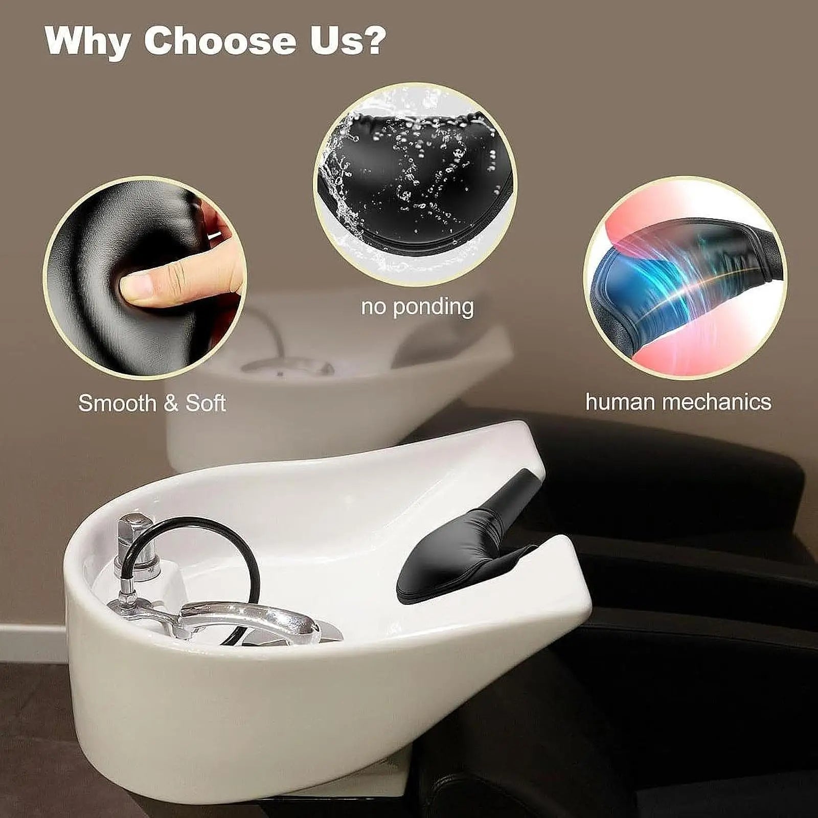 Shampoo Bowl Neck Rest Cushion - Soft Silicone Hair Wash Mat (Black) Massage Chairs Tidesmit