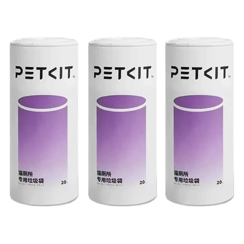 Three rolls of Petkit smart cat litter trash bags for easy, hygienic waste collection in automatic litter boxes.