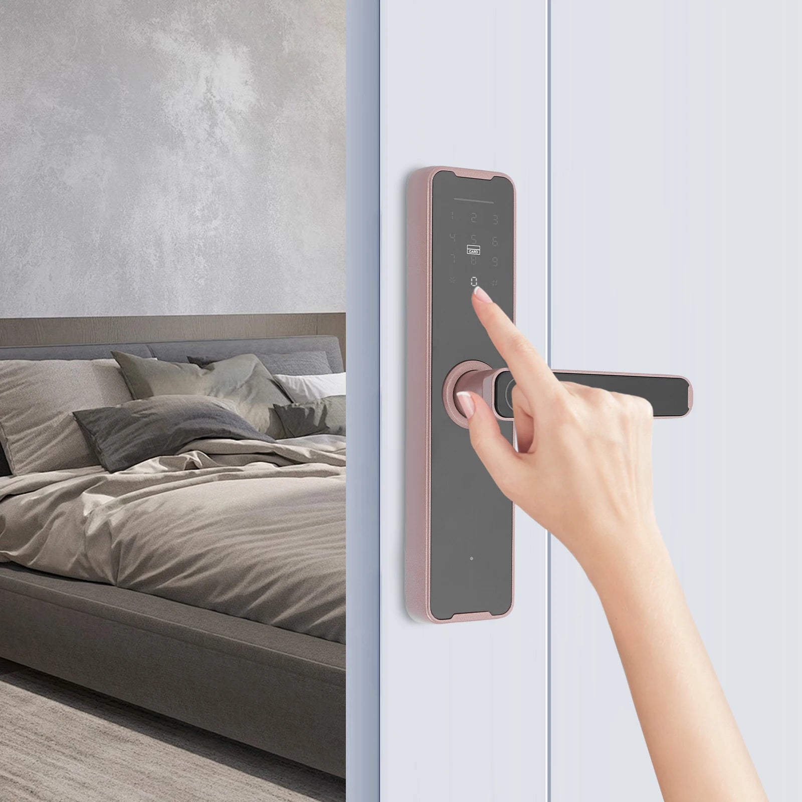 Smart Door Lock WiFi Tuya APP Fingerprint Keyless Entry Door Lock W/50 Fingerprints, 100 Passwords, Key & Temporary Password
