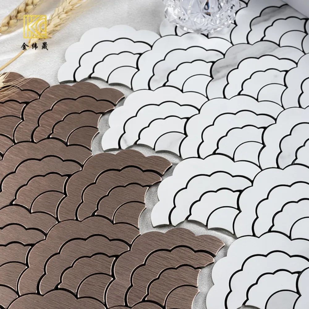 268x275mm Self-Adhesive Aluminum-Plastic Mosaic Wall Sticker Auspicious Cloud for Living Room Kitchen Bathroom DIY Waterproof