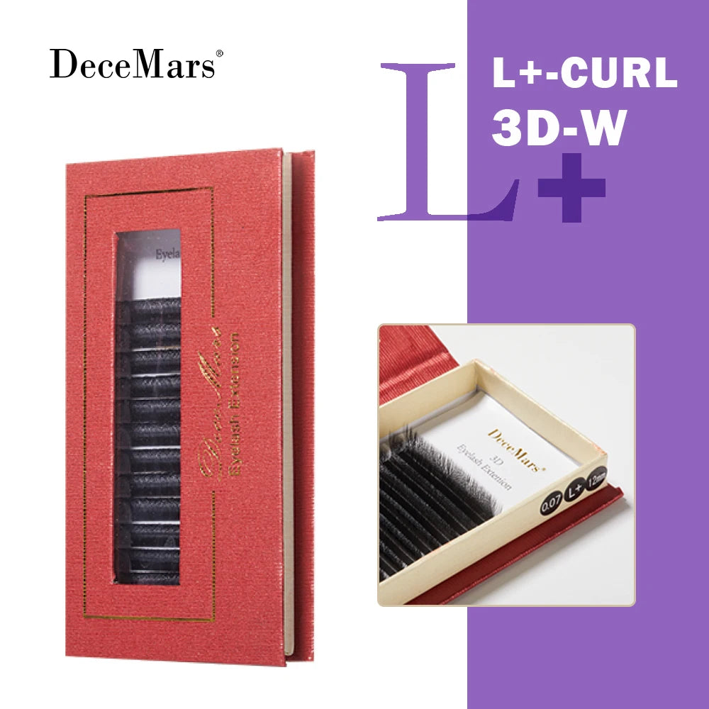 DeceMars L-curl M Curl YY 3D 4D 5D 6D Eyelash Extension 12 Lines for Makeup False Eyelashes 3D L Plus Black 0.07mm Tidesmit