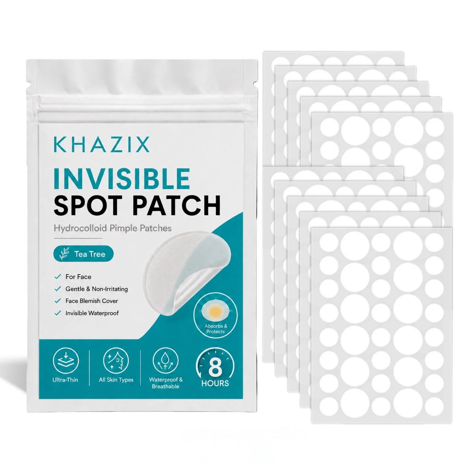 144/360pcs Hydrocolloid Acne Patches,  Original Pimple Patch, Invisible Waterproof, Tea Tree, Overnight Acne Care for Teens Adul