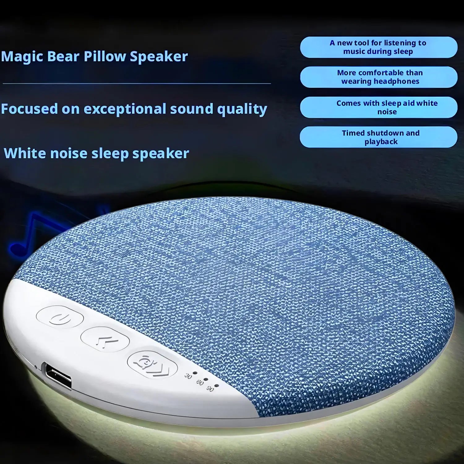 New Under Pillow Sleep Speaker Ultra Slim HiFi Noise Reduction Bone Conduction Sound Machine for Deep Sleep Relaxation 2026