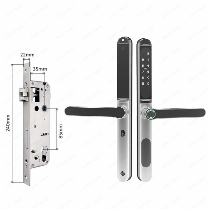 Slim 2.8CM Waterproof Sliding Door Smart Lock Fingerprint Password IC Card Key Compatibility TTlock App & Alexa Biometric Header