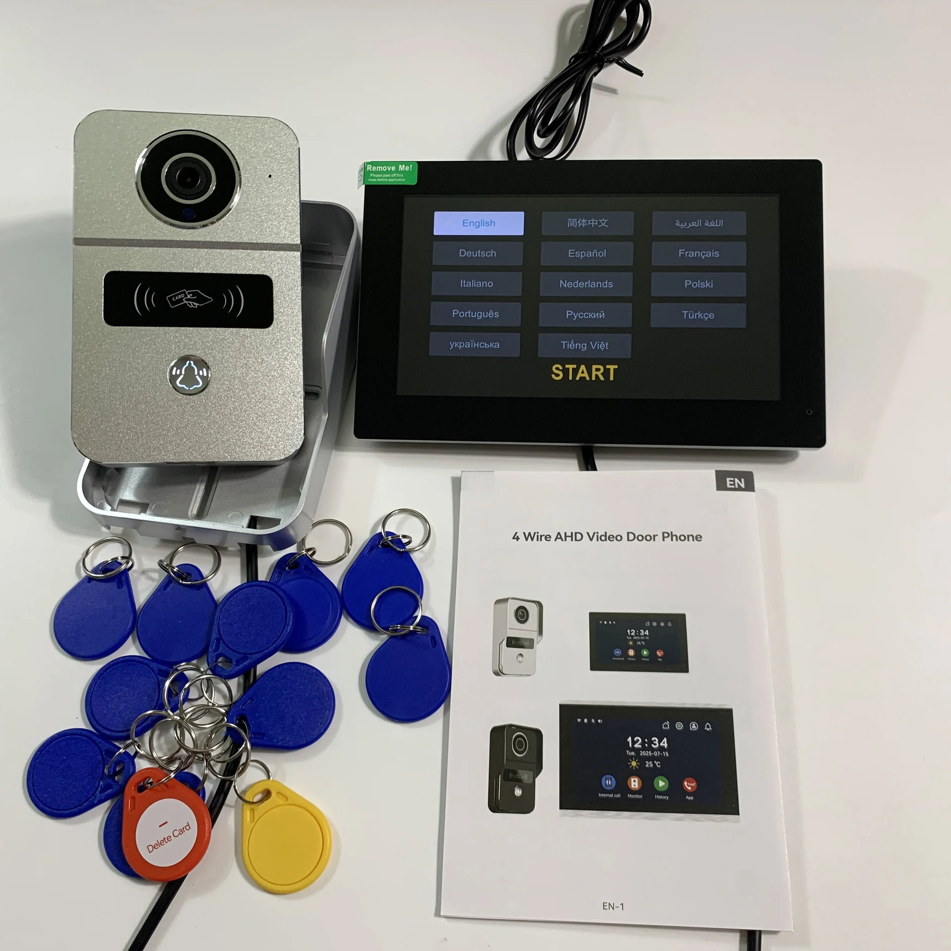 Tuya 7 inch LCD Wired Doorbell Wireless Wifi Smart Video Doorphone 2/3 Monitor HD 1080P Camera IC Card Unlock Intercom System