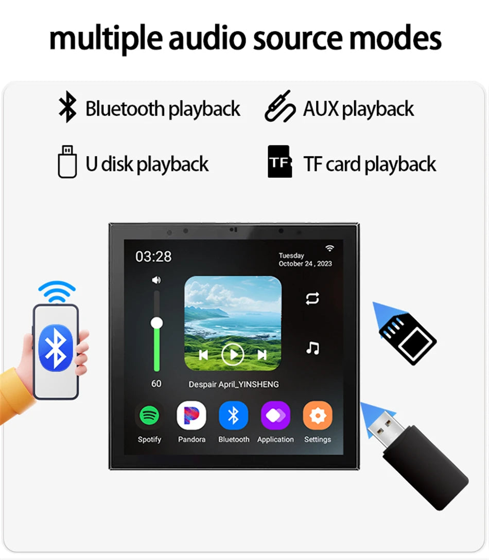TUYA Smart Home Audio In Wall Amplifier WiFi Bluetooth Music Sound Control Panel Touch Screen Android 11 System Ceiling Speaker