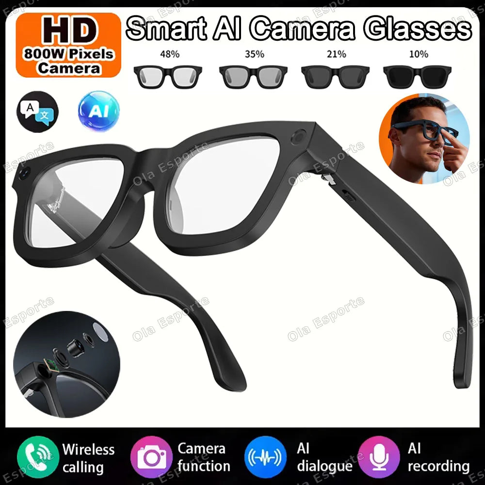 AI Smart Glasses with Video Camera & Bluetooth Calls | Tidesmit Black-White Tidesmit