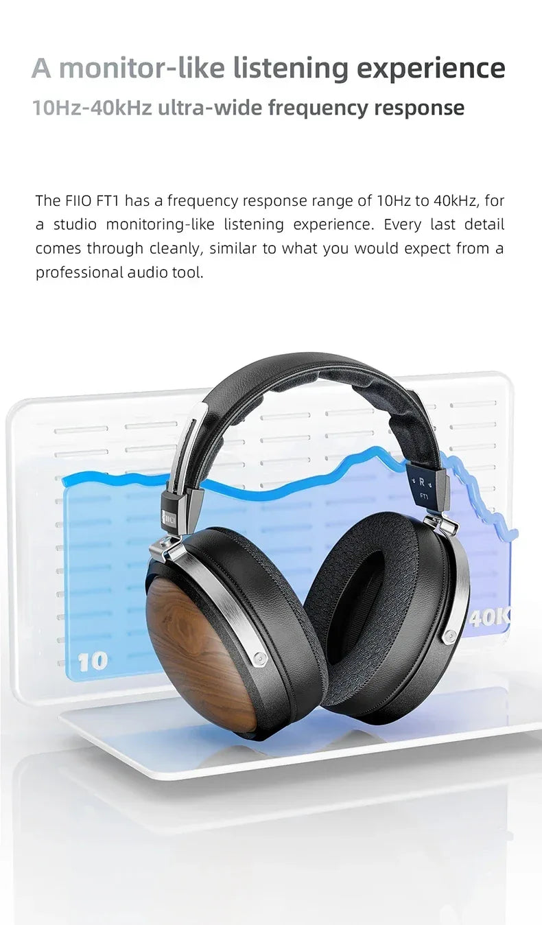 FiiO FT1 Closed-Back Wired Headphones Nanowood Fiber - Tidesmit Tidesmit