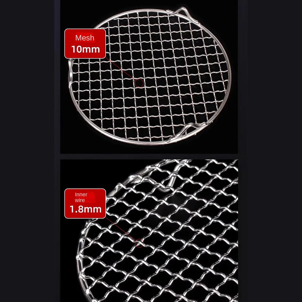 Portable Round Air Fryer Rack Stainless Steel Stackable Grid Grill with Foot Cooling Rack Home Kitchen Oven Steamer Cooker