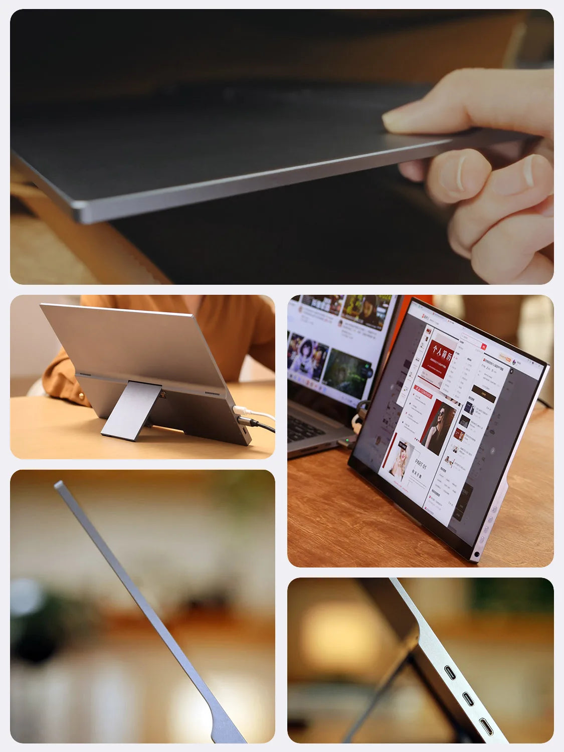 KUNGFUGO A14S Portable Monitor 14" 3K Fully Laminated CNC Aluminum Alloy  Single-Cable Expansion Screen