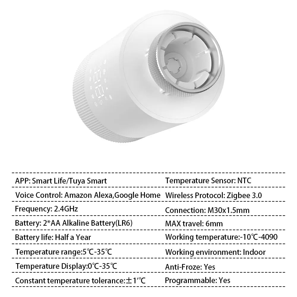 Tuya ZigBee3.0 Thermostat Radiator Actuator Smart TRV Thermostatic Valve Controller Works With Tuya Alexa Google Home Alice