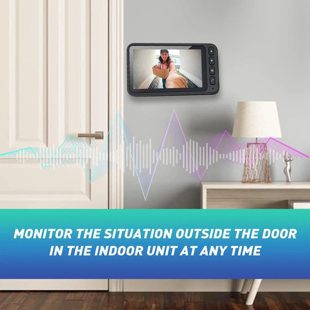 Wireless Video Doorbell with 4.5 Inch Indoor Monitor 1080P HD Two Way Audio AI Human Detection Night Vision Weatherproof Home Security Door Bell Camera Kit