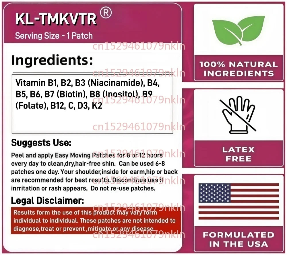 30 Patches Vitamin B Complex Plus Transdermal Patches with  - Energy, Nerve, Immune, Skin Support