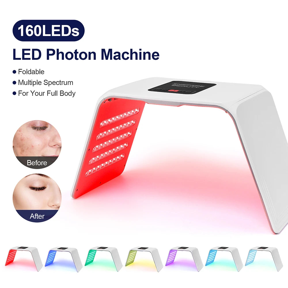 160 LEDs Foldable 7 Colors LED Photon Machine Home Use Beauty Salon LED Facial Body SPA Mask PDT Machine Face LED Mask Skin Care