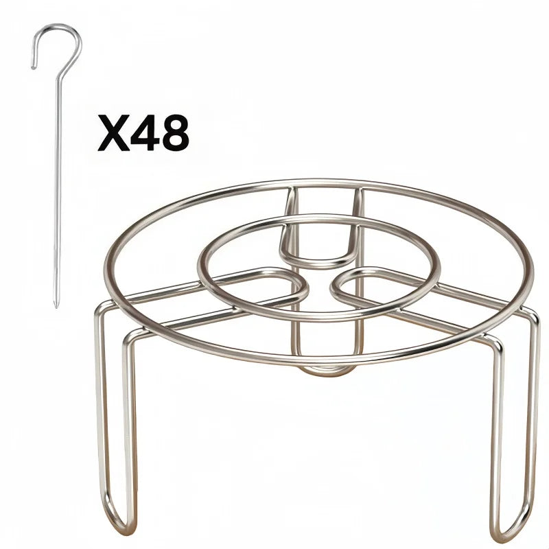 Stainless steel vertical grill skewer set with 48 hanging skewers