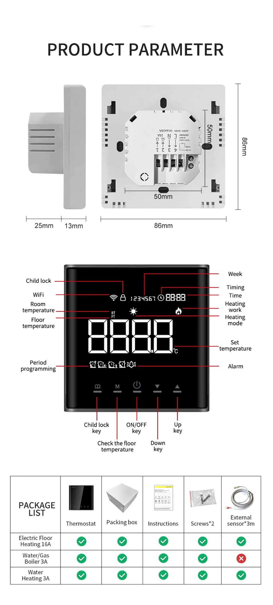 Smart Floor Heating Thermostat Tuya WiFi Electric/Water Heating Temperature Controller Smart Home for Alexa Yandex Google Home