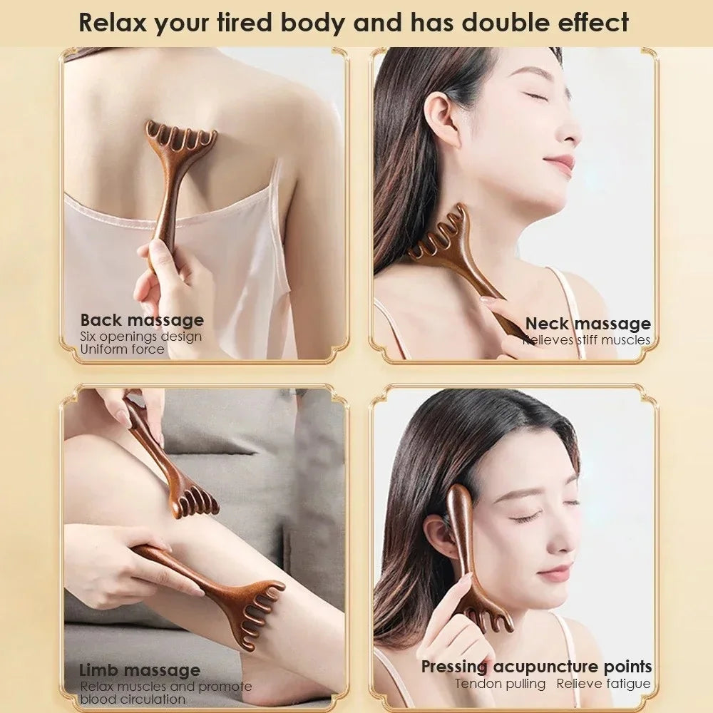 Wooden Meridian Massage Comb | Six-Claw Anti-Static Scalp Relaxation Tool Relaxation Treatment Tidesmit