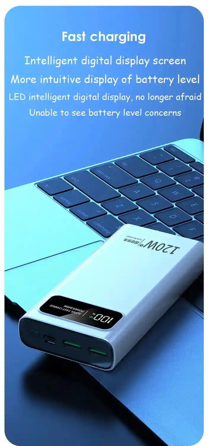 Tidesmit 200000mAh Power Bank - 120W Fast Charging Portable Battery Tidesmit
