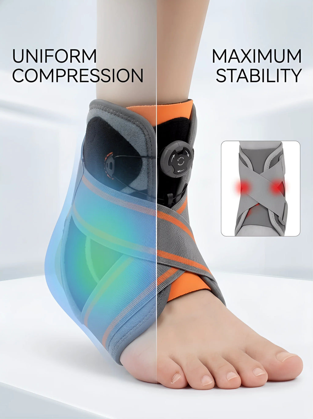 Unisex Ankle Orthosi Bracket Elastane Foot Stabilizer with Protective Rotary Ankle Strap for Injury Recovery Ankle Brace Support
