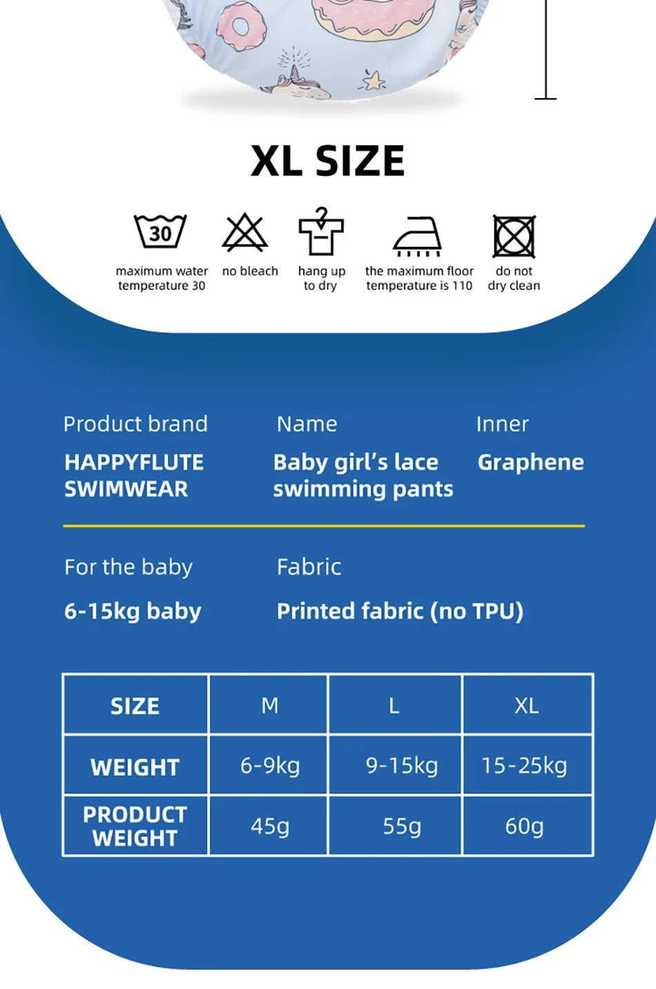 HappyFlute New Print 3Sizes 6-25Kg Soft Waterproof Swimming Pants Flower Wavy Edge Baby Girl's Printed Cloth Diaper Beach Pants