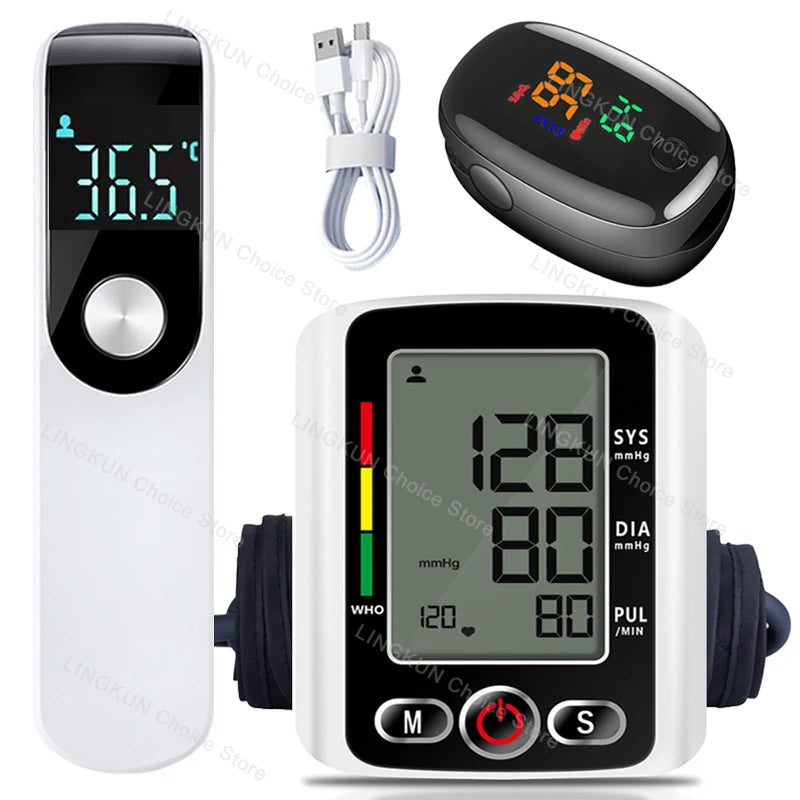 Blood Pressure Monitor Heart rate Meter Large Cuff Sphygmomanometer Health Care Portable Tonometer Digital LCD arm tensiometers