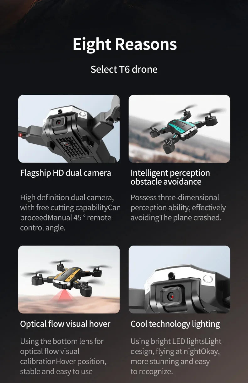 GPS Drone with 8K Dual Camera & Obstacle Avoidance - Foldable Design Tidesmit