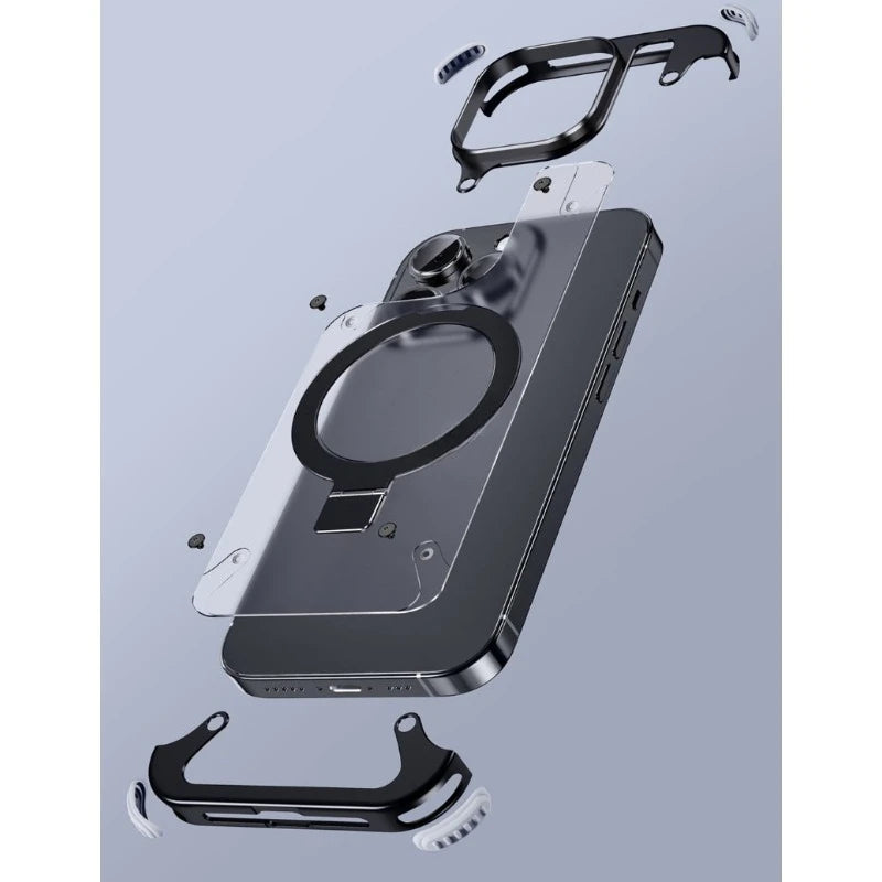 Magnetic iPhone 15 Pro Max Case Aluminum Alloy Shockproof Matte Cover Tidesmit