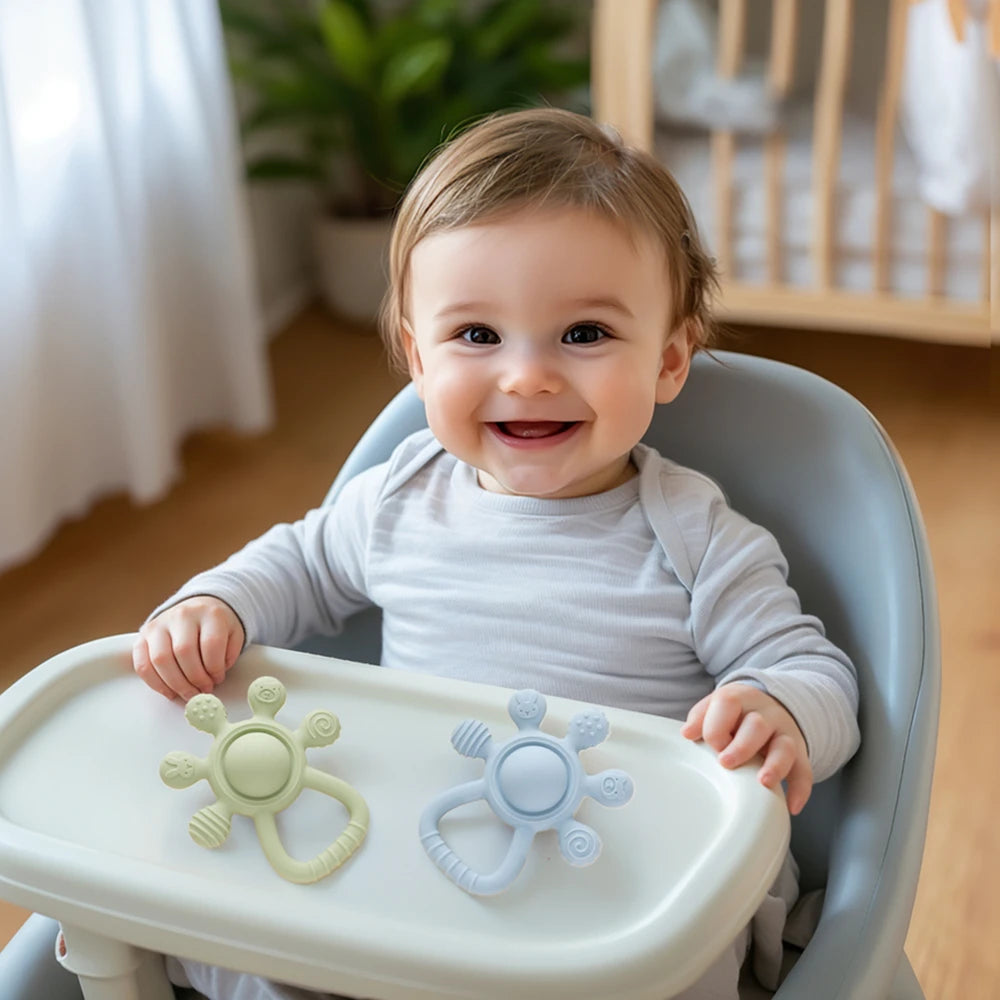Baby BPA Free Silicone Teether Toy Rattle Silicone Teething for Teeth Newborn Accessories Food Grade Infant Soothing Nusing Toys