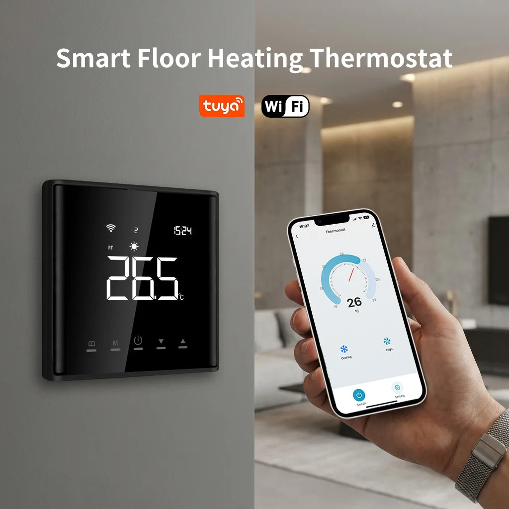 Smart Floor Heating Thermostat Tuya WiFi Electric/Water Heating Temperature Controller Smart Home for Alexa Yandex Google Home