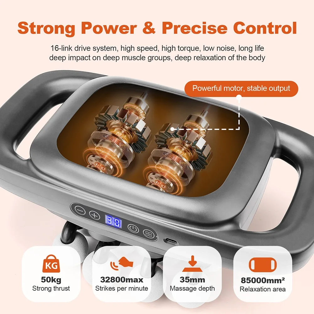 Deep Tissue Massage Gun - 16-Head Portable Electric Massager Body Shaping Massage Equipment Tidesmit