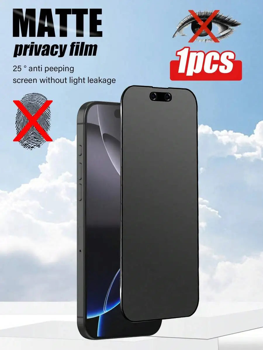 1 Pc Anti-Spy Matte Privacy Tempered Glass Screen Protector Compatible With IPhone 17/17 Air/17 Pro/17 Pro Max/16/16 Plus/16 Pro - Tidesmit