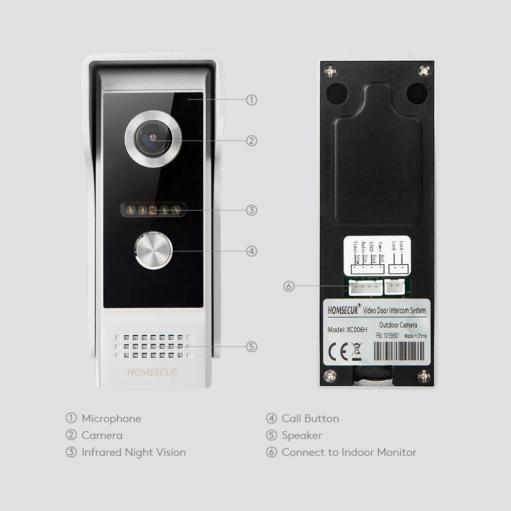 HOMSECUR 7” WIFI Tuya APP 4 Wire Video Door Phone Intercom System 1 Doorbell Camera 1 Indoor Monitor
