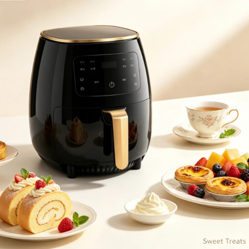 Air Fryer 6L with Touch Screen, Oil-Free Healthy Cooking for Chicken Wings Fries Nuts Cake with Timer and Keep Warm Function