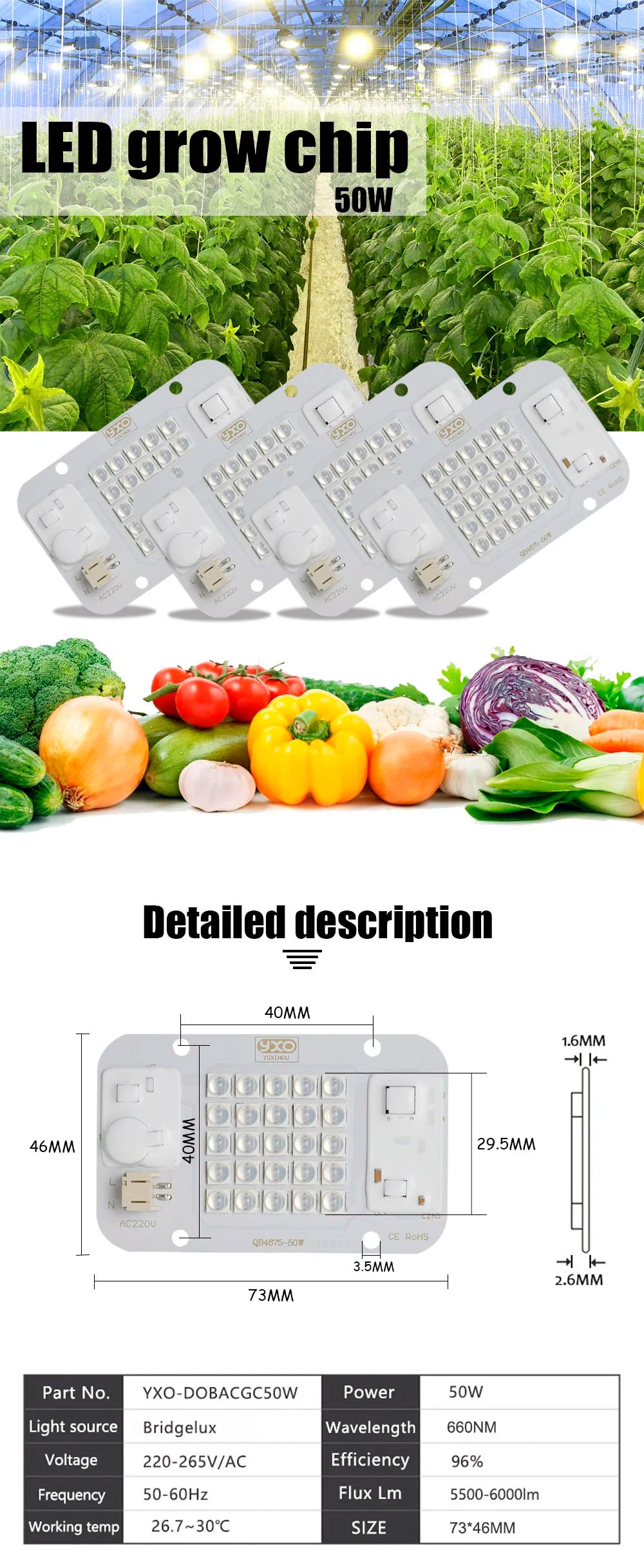Quantum LED Grow Light Chip LM283B+ 100W 50W DOB COB Full Spectrum Welding Free 220V 110V LED Chip For Indoor Plants