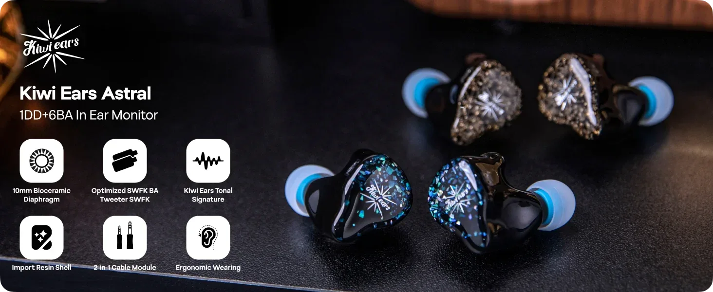 Kiwi Ears Astral 7-Driver Hybrid IEM Earphones by Tidesmit Tidesmit