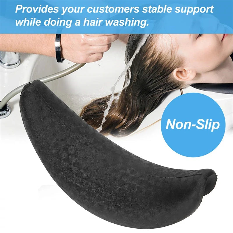 Salon Hair Washing Neck Cushion - Ergonomic Silicone Support (Black) Massage Chairs Tidesmit