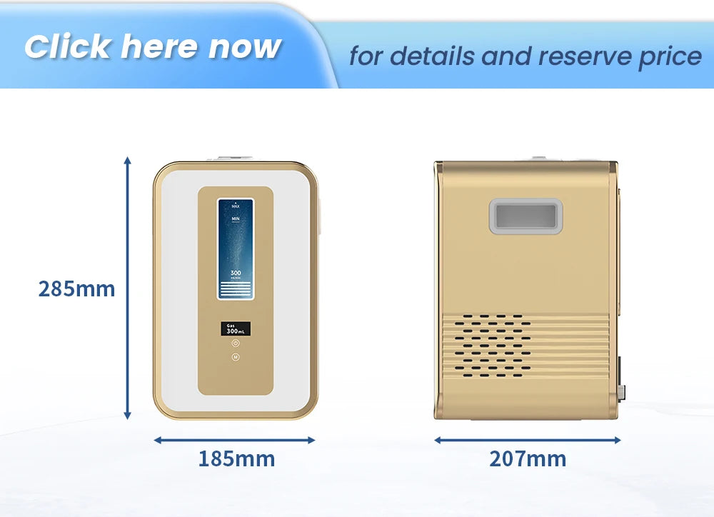 Tidesmit Cawolo 300ml hydrogen water generator and H2 O2 inhalation machine with dual outlet ports side view