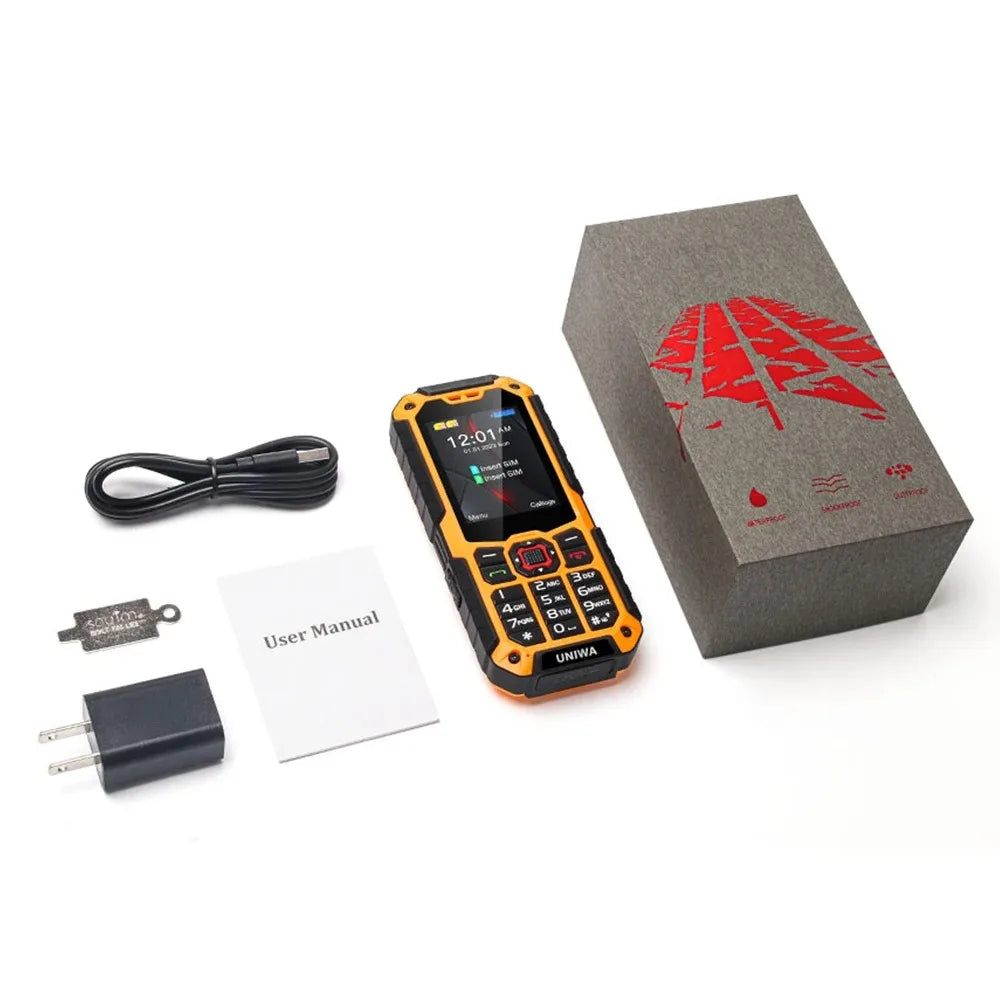 UNIWA S9 4G Feature Phone 2.4 ” IP68 Waterproof SOS Button Big Loudspeaker LED Light 3000mAh Rugged Cost-effective Mobile Phones