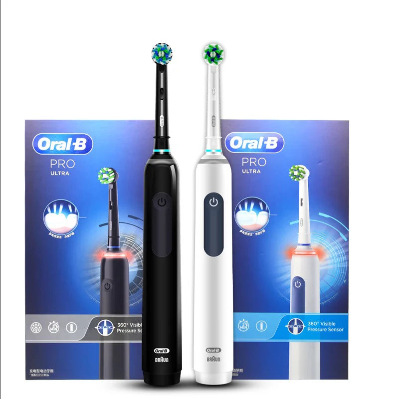 Oral B Pro Ultra Electric Toothbrush 30S Smart Timer Pressure Pro 4 Modes Gum Care Deep Clean Tooth Brushes with 3 Brush Heads